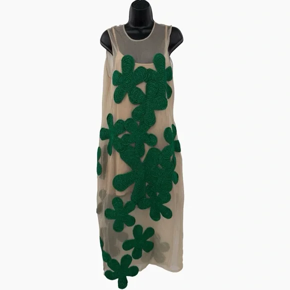 Simon Miller Hibiscus Sleeveless Crochet Midi Dress in Gummy GreenLarge